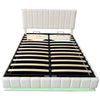 Ottoman Storage Gas Lift Up Bed Upholstered Bed Frame with LED Cream 5ft King