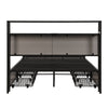 Double Bed Frame with LED Lights, 4 Drawers, Charging Station Metal Platform Bed