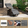 Outdoor Rattan Recliner Chair Wicker Reclining Lounge Chair w/ Armrests Grey