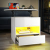 Round Lift Top Coffee Table with RGB LED, Storage, for Living Room, White