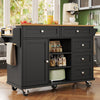 Rolling Kitchen Island Storage Trolley with Wood Effect Top & 5 Drawers Black