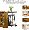 Rustic Brown Industrial Bar Table Set with 2 Stools & Storage Shelf 3-Piece