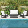 4 Pieces Patio Furniture Set Outdoor Rattan Conversation Sofa Set w/ Cushion
