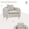 Modern Reading Chair Chenille Velvet Accent Chair Upholstered Armchair w/Piilow