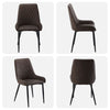 Set of 2 Dining Chairs Faux Leather PU Cushion Padded Seat Metal Legs Restaurant