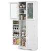Kitchen Pantry Storage Cabinet 161cm Tall Freestanding Cupboard w/Glass Doors