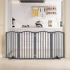 Arch 4 Panels Fold Pet Gate Freestanding Wooden Dog Fence Safety Barrier Divider