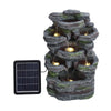 Garden Water Feature Outdoor Solar Power Cascading Water Fountain with LED Light