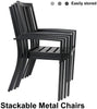 Garden Dining Set Outdoor Furniture Stackable Chair Table With Umbrella Hole