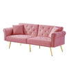 Modern Sofa Bed 2 Seater Click Clack Settee Recliner Couch with Metal Legs Pink