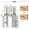 Corner Dressing Table with LED Lights Vanity Makeup Desk with Mirror & 5 Drawers
