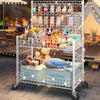 3 Tier Wire Grid Retail Display Shelf Merchandise Display Rack Stand w/10 Hooks