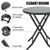 Folding Glass Table Top Round Table Coffee Seat Back Chair Outdoor Furniture Set