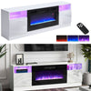 Modern 70" TV Stand Cabinet Unit with 12 LED Light Insert 32" Electric Fireplace
