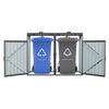 Triple Wheelie Bin Storage Metal Store Cover Garden Rubbish Dustbin Shed Storage