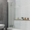 Bathroom Bath Shower Screen Square Modern Over Chrome 800mm Reversible 6mm Glass