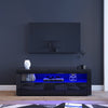 Modern 120CM TV Unit Cabinet Stand Set Black High Gloss with LED Lights Drawers