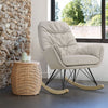 White Velvet Rocking Chairs High Back Recliner Sofa Tub Armchair Wood Legs