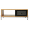 Wooden Coffee Table with Open Storage& Rattan Drawer Desk Living Room Tea table