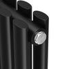 Black Radiator Vertical Double 1800x392 Oval Column Tall Upright Rad With Valves