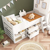 Kids Cabin Bed Mid Sleeper Bed Frame Storage Bed with Drawers and Shelves White