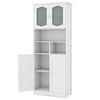 148cm Tall Bathroom Cabinet Freestanding Storage Cabinet with Glass Doors White