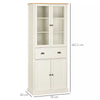 Kitchen Cupboard, 5-tier Storage Cabinet with Adjustable Shelves Drawer, Cream