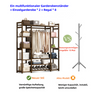 Open Wardrobe Wooden Clothes Rail Rack w/ Bottom&Top Shelf Garment Stand Corner