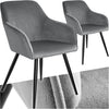 Set of 2 Velvet Dining Chairs Upholstered Seat Home & Restaurant + Pillow Grey
