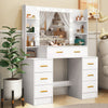 Large Dressing Table With Smart LED Mirror 7 Drawers Makeup Vanity Desk White UK