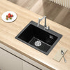 New Inset Quartz Stone Single Double Deep Bowl Kitchen Sink w/Drainer Waste Kit
