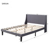 Fabric Upholstered Bed 4ft6 Double Size Bed Frame with Wing Headboard in Grey