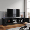 Black High Gloss 150cm TV Stand Cabinet with LED Lights 2 Doors for Living Room