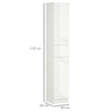 kleankin High Gloss Tall Bathroom Cabinet with Adjustable Shelves White