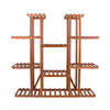 Symmetric Double Shelves Plant Stand 17 Potted Flower Pots Organizer Shelf Rack