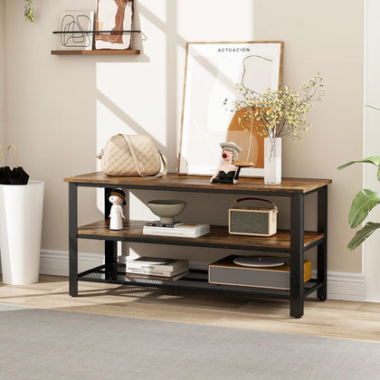 Industrial TV Stand for TVs up to 50 Inch 3 Tier TV Console Table Media Center