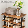 Tall Narrow Wooden Shoe Rack 8-Tier Storage Organizer with Hooks Industrial
