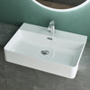 White Semi Recessed Bathroom Basin Ceramic Countertop Sink Rectangle Washbasin
