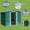 Green Metal Garden Sheds 8FTx6FT Outdoor Bike Tools Storage House Lockable