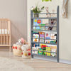 Grey 4-Tier Wall Mounted Children Bookcase Display Bookshelf Storage Unit Rack