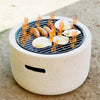 Cream Faux Concrete Round MgO Fire Pit Grill 18" BBQ Bowl Camping Heater Burner