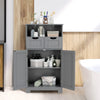 Bathroom Floor Cabinet Free Standing Storage Cupboard-Grey