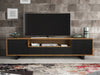 TV Unit 200cm Sideboard Cabinet | Oak & Black Wave Doors | Modern TV Stand