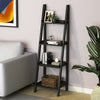 4 Tier Ladder Shelf Storage Shelving Unit Wooden Bookcase Plant Display Black