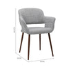 2Pcs Kitchen Dining Chairs Linen Fabric Padded Home Office Chair Set Hollow Back