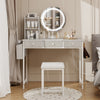 Dressing Table Vanity Set with Dimmable LED Light Mirror Socket Stool 3 Drawers