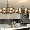 6-Light Large Wagon Wheel Chandeliers Drum Pendant Light Fixture for Dining Room
