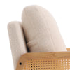 Wooden Rattan Woven Armchair Upholstered Beige Boucle Single Sofa Accent Chair