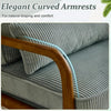 Mid Century Wooden Armchair with Green Corduroy Cushions – Retro Lounge Chair