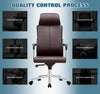 High-Back PU Leather Office Chair Swivel Ergonomic Adjustable Desk Chair - Brown